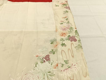 平和屋本店●アンティーク　大正ロマン　振袖　草花文　正絹　逸品　AABI9196fy