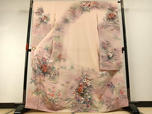 平和屋着物●豪華振袖　作家物　手描き　草花文　暈し染め　正絹　逸品　AABI9200fy