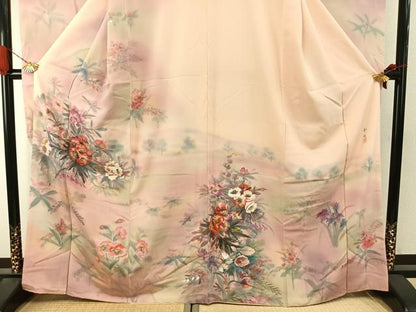 平和屋着物●豪華振袖　作家物　手描き　草花文　暈し染め　正絹　逸品　AABI9200fy