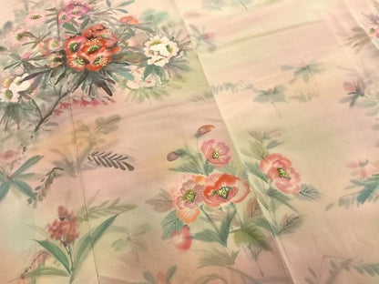 平和屋着物●豪華振袖　作家物　手描き　草花文　暈し染め　正絹　逸品　AABI9200fy
