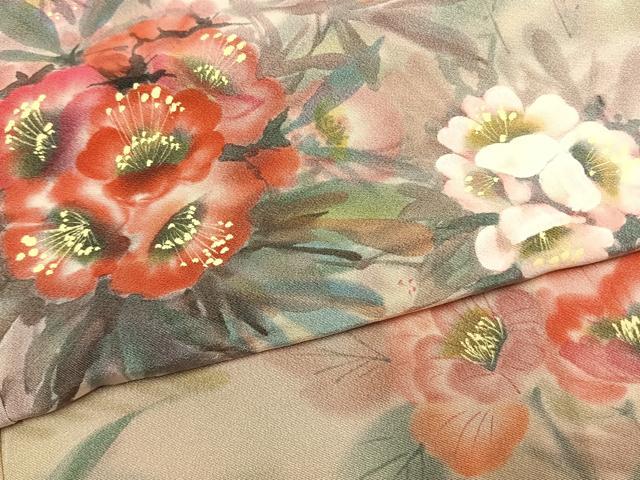 平和屋着物●豪華振袖　作家物　手描き　草花文　暈し染め　正絹　逸品　AABI9200fy