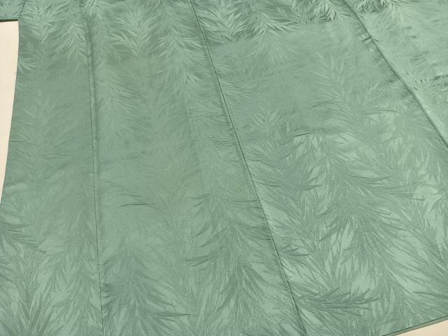 平和屋着物●上質な色無地　草葉地紋　青竹色　正絹　逸品　AABI9209fy