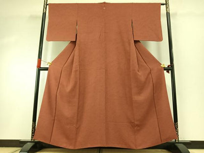 平和屋着物●上質な色無地　花唐草地紋　茶色　正絹　逸品　AABI9211fy