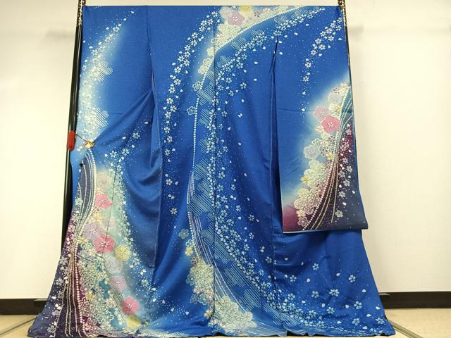 平和屋着物●豪華振袖　舞花文　暈し染め　金彩　金通し地　仮絵羽　逸品　未使用　AABI9213fy
