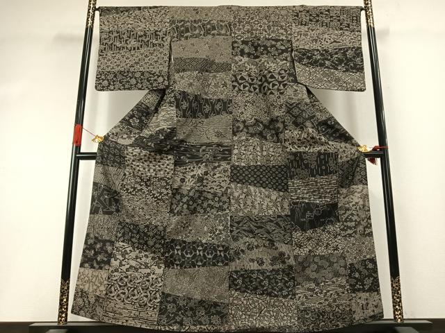 平和屋着物●本場大島紬　カタス9マルキ　横段花文　正絹　逸品　AABI9214fy