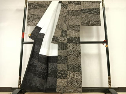 平和屋着物●本場大島紬　カタス9マルキ　横段花文　正絹　逸品　AABI9214fy