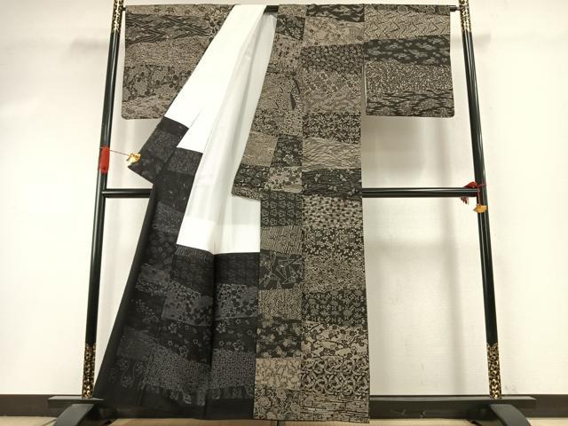 平和屋着物●本場大島紬　カタス9マルキ　横段花文　正絹　逸品　AABI9214fy