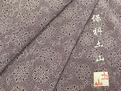 平和屋着物●伝統工芸士　保科土山　江戸小紋　舞花文　正絹　逸品　AABI9216fy