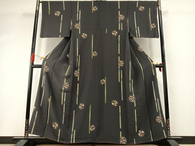 平和屋着物●上質な小紋　雪輪花文　金彩　正絹　逸品　AABI9218fy