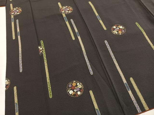 平和屋着物●上質な小紋　雪輪花文　金彩　正絹　逸品　AABI9218fy