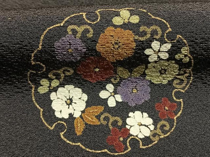 平和屋着物●上質な小紋　雪輪花文　金彩　正絹　逸品　AABI9218fy