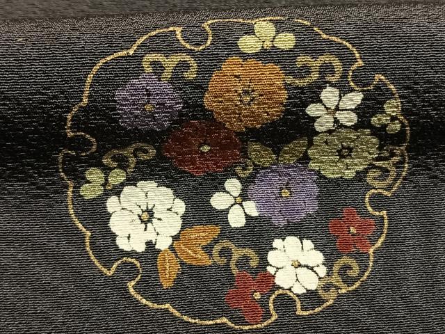 平和屋着物●上質な小紋　雪輪花文　金彩　正絹　逸品　AABI9218fy