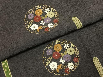 平和屋着物●上質な小紋　雪輪花文　金彩　正絹　逸品　AABI9218fy