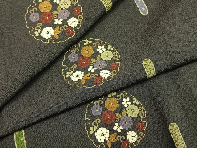 平和屋着物●上質な小紋　雪輪花文　金彩　正絹　逸品　AABI9218fy