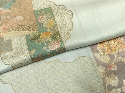 平和屋着物●金彩友禅　卓越技能者・名工・和田光正　訪問着　色紙重ね花文　暈し染め　金彩　正絹　逸品　AABI9221fy