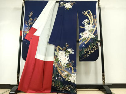 平和屋着物●豪華振袖　草花文　暈し染め　金彩　さが美扱い　正絹　逸品　AABI9224fy