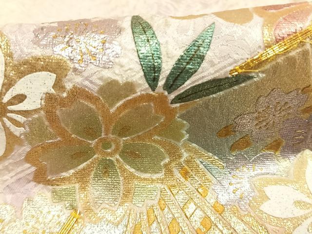 平和屋着物●豪華振袖　駒刺繍　絞り　扇面花文　暈し染め　金銀彩　やまと誂製　正絹　逸品　AABI9225fy