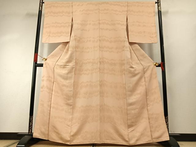 平和屋着物●上質な色無地　幾何学地紋　薄香色　金通し地　正絹　逸品　AABI9226fy