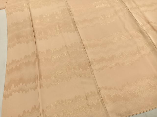 平和屋着物●上質な色無地　幾何学地紋　薄香色　金通し地　正絹　逸品　AABI9226fy