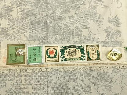 平和屋着物●結城紬　奥順　はたおり娘　100亀甲　唐草文　証紙付き　正絹　逸品　AABI9227fy