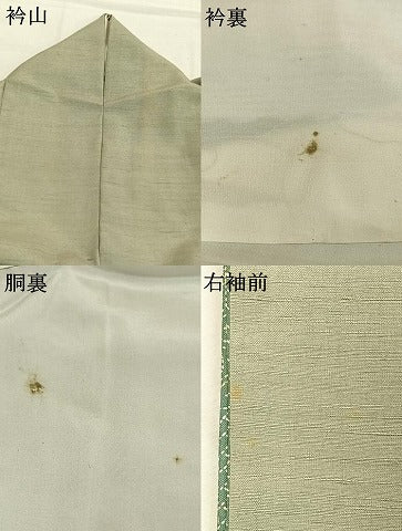 平和屋着物●上質な紬　色無地　裏葉柳色　ロング丈　正絹　逸品　AABI9228fy