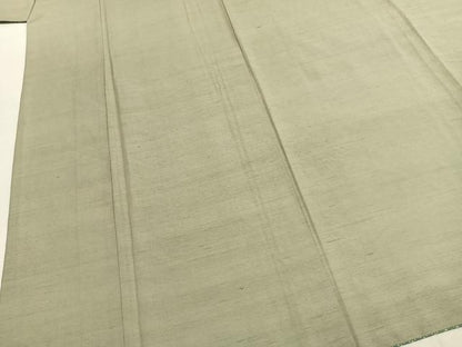 平和屋着物●上質な紬　色無地　裏葉柳色　ロング丈　正絹　逸品　AABI9228fy
