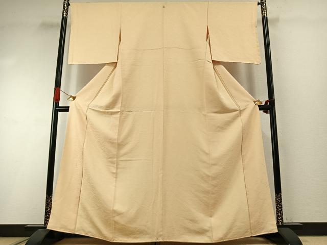 平和屋着物●上質な色無地　芝地紋　蜂蜜色　正絹　逸品　未使用　AABI9233fy