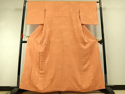 平和屋着物●上質な色無地　立波地紋　小麦色　正絹　逸品　AABI9236fy