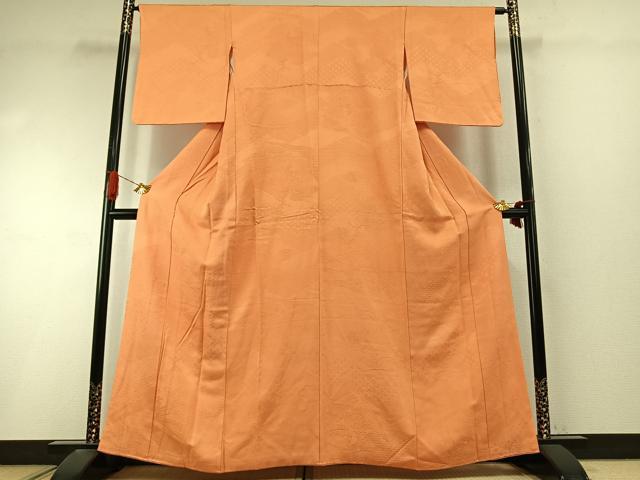 平和屋着物●上質な色無地　立波地紋　小麦色　正絹　逸品　AABI9236fy