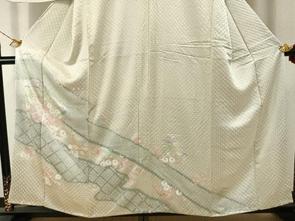 平和屋着物●訪問着　絞り　草花文　金銀彩　正絹　逸品　AABI9237fy