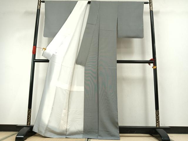平和屋着物●江戸小紋　万筋　黒色×灰色　正絹　逸品　未使用　AABI9238fy