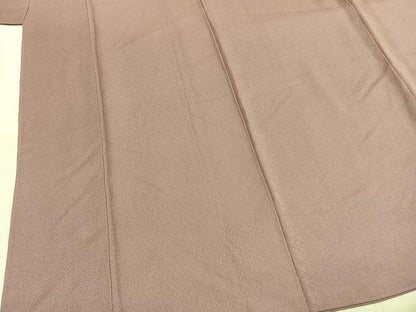 平和屋着物●上質な色無地　薄柿色　正絹　逸品　AABI9242fy