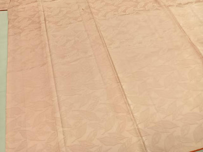 平和屋着物●上質な色無地　葉尽くし地紋　一斤染色　正絹　逸品　AABI9244fy