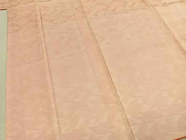 平和屋着物●上質な色無地　葉尽くし地紋　一斤染色　正絹　逸品　AABI9244fy