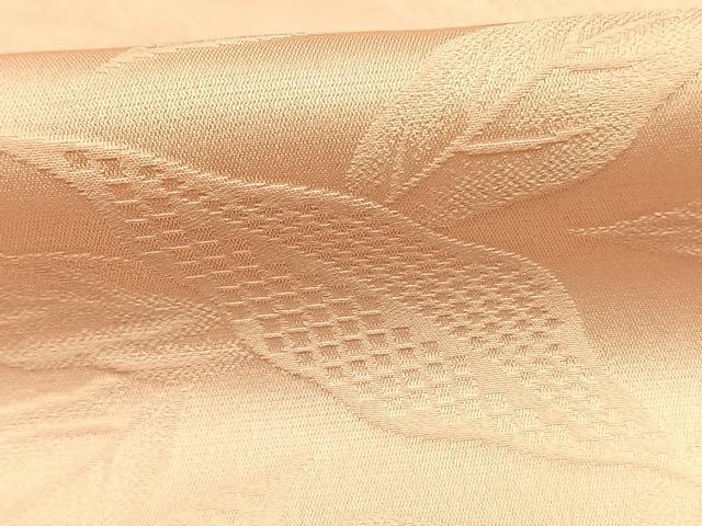 平和屋着物●上質な色無地　葉尽くし地紋　一斤染色　正絹　逸品　AABI9244fy
