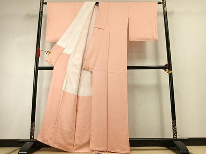 平和屋着物●上質な色無地　水柿色　正絹　逸品　未使用　AABI9252fy