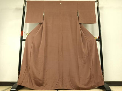 平和屋着物●上質な色無地　櫨色　正絹　逸品　AABI9254fy