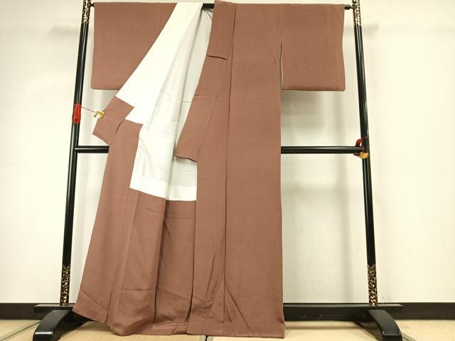 平和屋着物●上質な色無地　櫨色　正絹　逸品　AABI9254fy