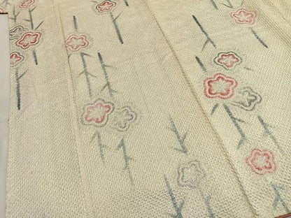 平和屋着物●上質な小紋　総絞り　枝花文　正絹　逸品　AABI9256fy