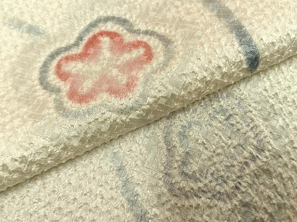 平和屋着物●上質な小紋　総絞り　枝花文　正絹　逸品　AABI9256fy