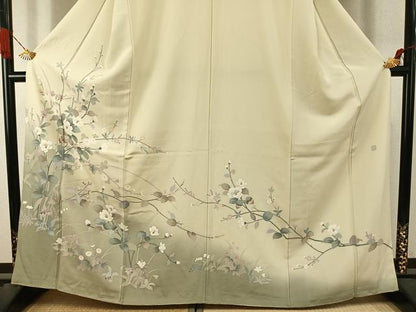 平和屋着物●訪問着　友禅　作家物　枝花文　暈し染め　三越扱い　正絹　逸品　AABI9258fy