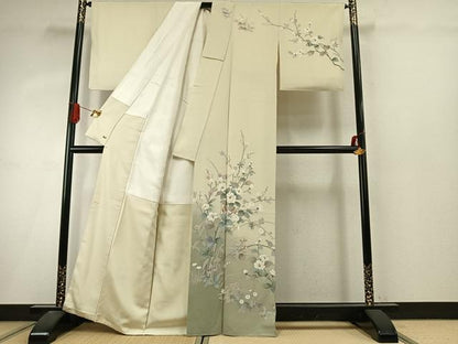 平和屋着物●訪問着　友禅　作家物　枝花文　暈し染め　三越扱い　正絹　逸品　AABI9258fy