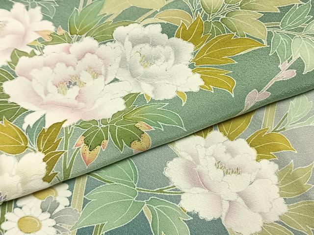 平和屋着物●訪問着　友禅　草花文　暈し染め　正絹　逸品　AABI9259fy