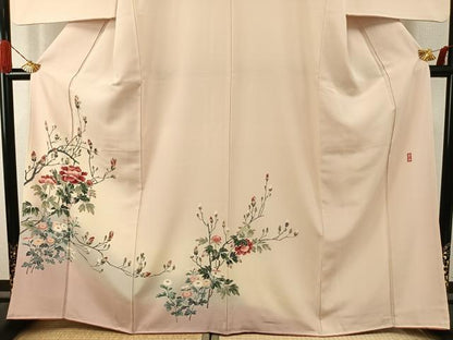 平和屋着物●十日町友禅作家　岡村蒼風　訪問着　枝花文　暈し染め　正絹　逸品　AABI9260fy