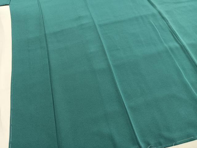 平和屋着物●上質な色無地　青緑色　丹後ちりめん　反端付き　ロング丈　正絹　逸品　AABI9261fy