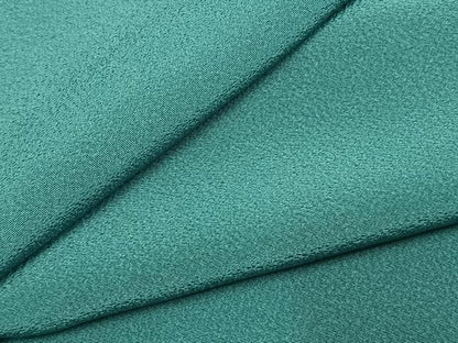 平和屋着物●上質な色無地　青緑色　丹後ちりめん　反端付き　ロング丈　正絹　逸品　AABI9261fy