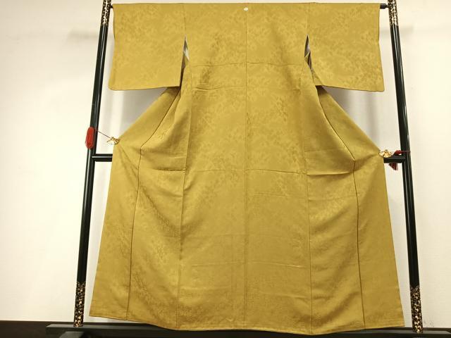 平和屋着物●上質な色無地　樹林地紋　芥子色　正絹　逸品　AABI9268fy