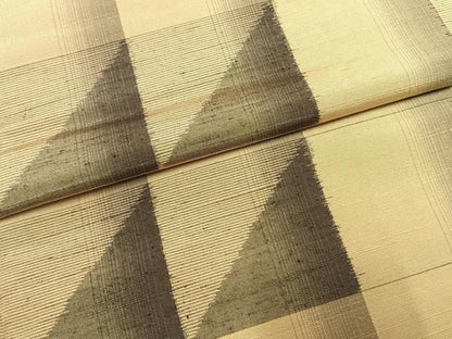 平和屋着物●上質な紬　幾何学文様　正絹　逸品　AABI9269fy