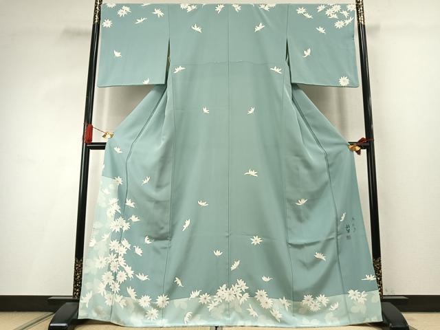 平和屋着物●染色作家　寺島利男　訪問着　舞花文　正絹　逸品　AABI9272fy