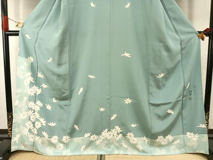 平和屋着物●染色作家　寺島利男　訪問着　舞花文　正絹　逸品　AABI9272fy